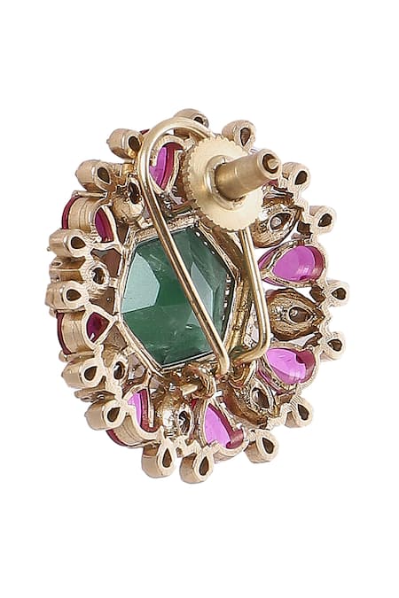 Shop Moh-Maya By Disha Khatri Multi Color Crystals Floral Motif Studs With Embellishments Online at Aza Fashions Shop_Moh-Maya By Disha Khatri_Multi Color Crystals Floral Motif Studs With Embellishments _Online_at_Aza_Fashions