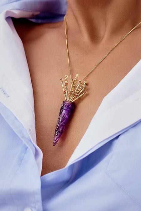 Goddess Of Glocal Gold Plated Guldasta Pendant Necklace 