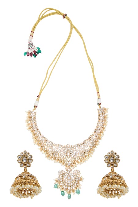 Moh-Maya By Disha Khatri Floral Moissanite Stone Necklace Set 