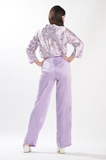 Zilaire Lilac Jungle Pattern Top & Pant Set 