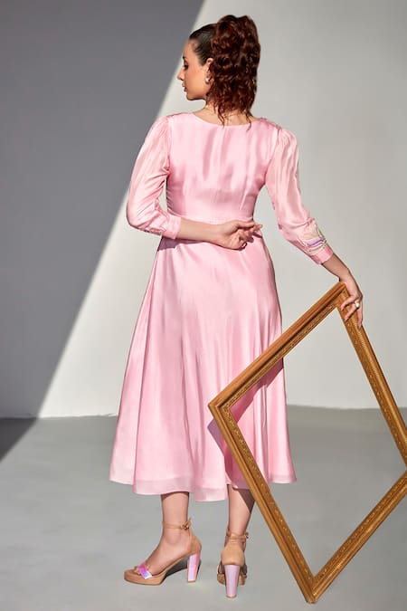 Zilaire Embroidered V-Neck High-Low Dress 