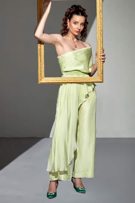 Zilaire Overlap Asymmetric Top With Pant Set 