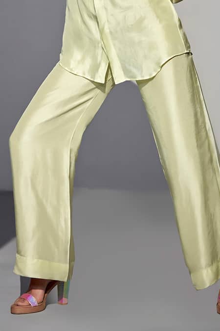 Buy_Zilaire_Green Silk, Polyester Sequins, Beads Shawl Embroidered Shirt Set With Tube Top _Online_at_Aza_Fashions