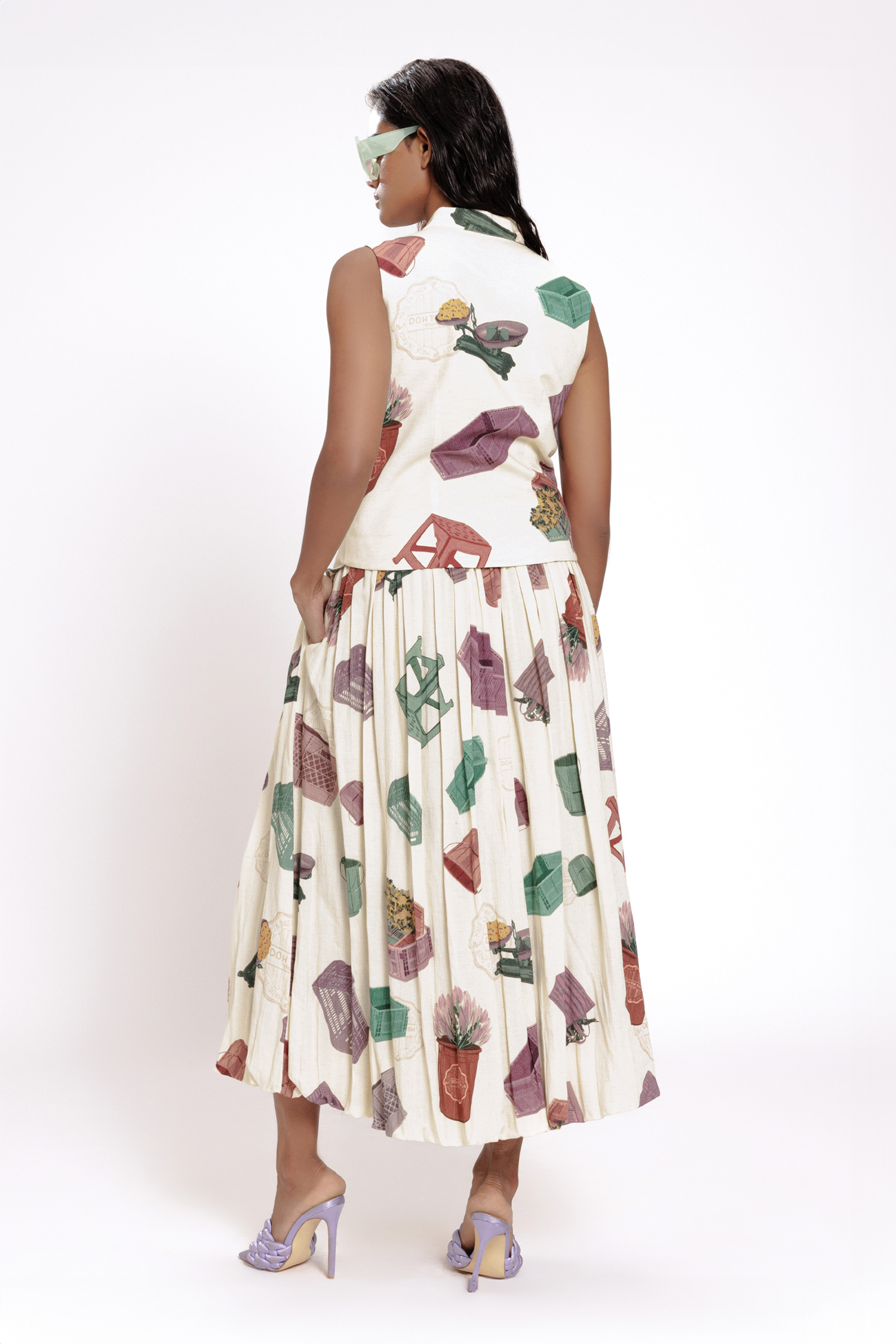 Shop Doh Tak Keh Ivory Rayon Flower Market Print Bubble Skirt at Aza Fashions Shop_Doh Tak Keh_Ivory Rayon Flower Market Print Bubble Skirt_at_Aza_Fashions