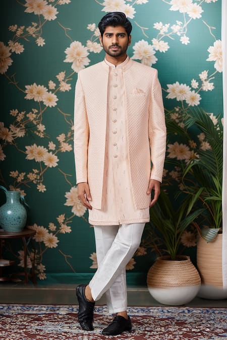 Aryavir Malhotra Thread & Sequin Embroidered Jacket & Sherwani Set 