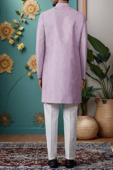 Arihant Rai Sinha Jaali Bloom Layered Sherwani & Aligadhi Pant 