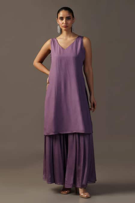 Buy Two Sisters By Gyans Purple Georgette Cut Work, Pearls, Sequins Embroidered Cape Kurta And Sharara Set Online at Aza Fashions Buy_Two Sisters By Gyans_Purple Georgette Cut Work, Pearls, Sequins Embroidered Cape Kurta And Sharara Set _Online_at_Aza_Fashions