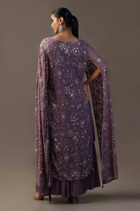 Two Sisters By Gyans Embroidered Cape Kurta & Sharara Set 