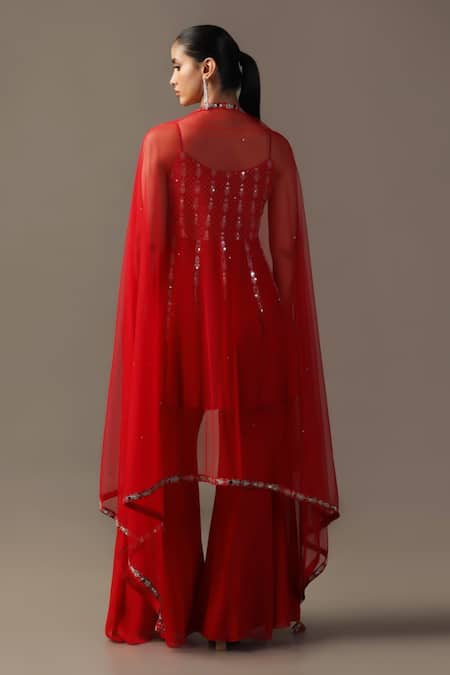 Two Sisters By Gyans Mirror Embroidered Peplum Kurta Gharara Set 