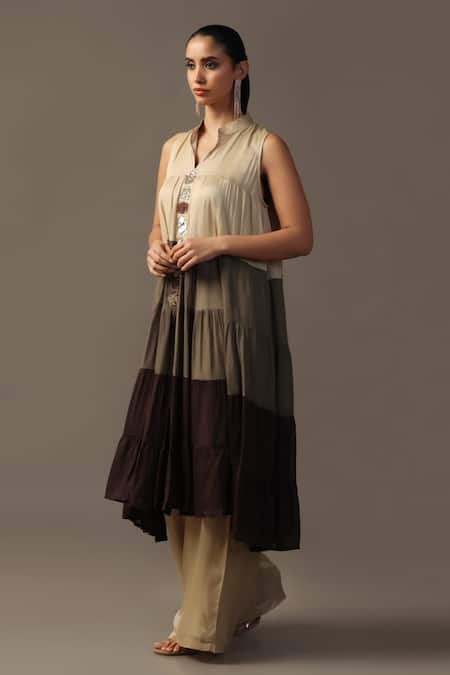 Buy Two Sisters By Gyans Brown Georgette Sequins Mandarin Chocolate Tiered Anarkali And Flared Pant Set Online at Aza Fashions Buy_Two Sisters By Gyans_Brown Georgette Sequins Mandarin Chocolate Tiered Anarkali And Flared Pant Set _Online_at_Aza_Fashions