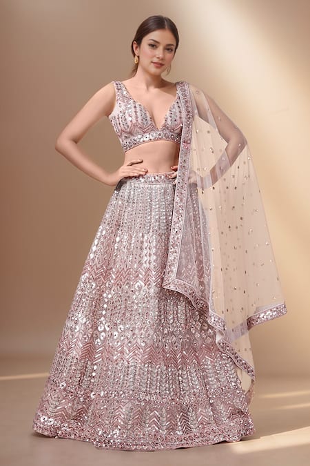 Samyukta Singhania Geometric Mirror Embroidered Lehenga Set 