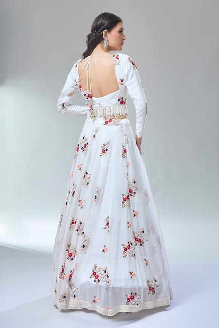Divya Kanakia Floral Embroidered Lehenga Set 