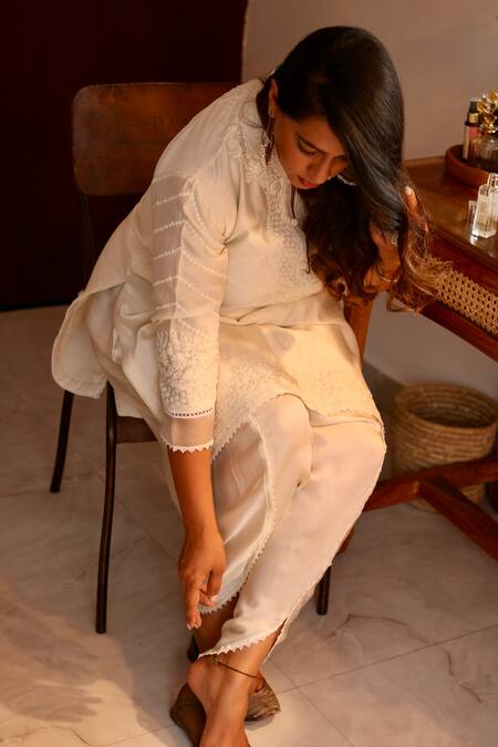 Shop_Sheetal Batra_White Silk Chanderi Dhoti Pant Bamberg Satin Dori Work Ayika Kurta And Set