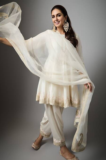 Shop_Sheetal Batra_Ivory , Chanderi, , Satin, Faria Anarkali Salwar Set 