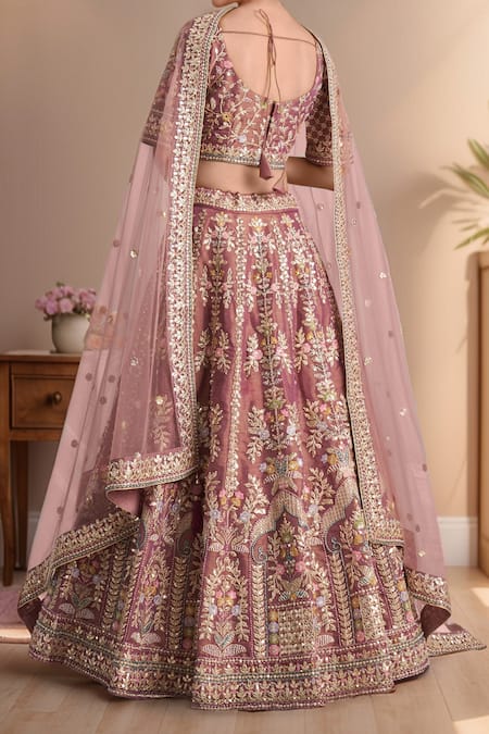Samyukta Singhania Floral Geometric Embroidered Lehenga Set 