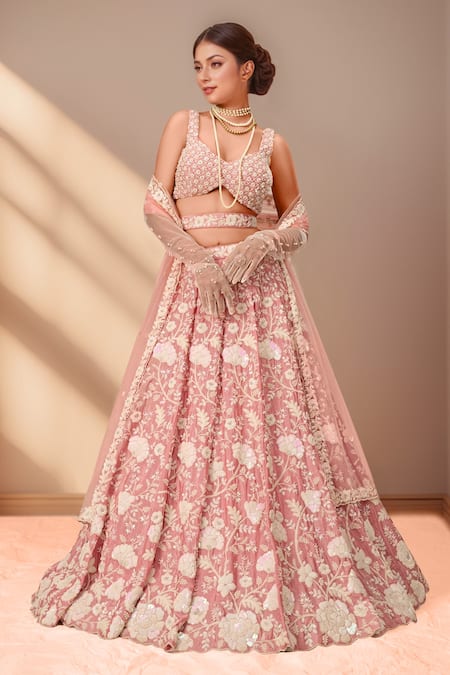 Samyukta Singhania Floral Applique Embroidered Lehenga Set 