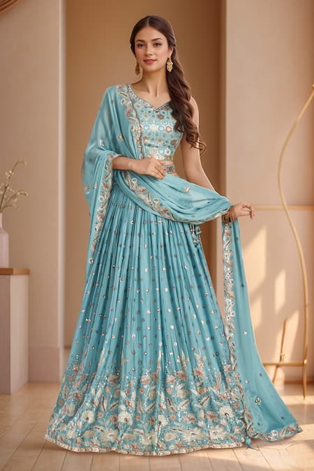 Samyukta Singhania Embroidered Flower Vine Lehenga Set 