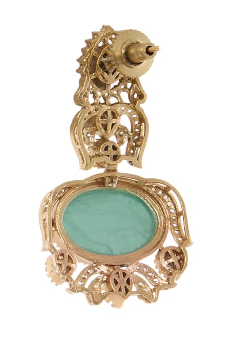 Buy Moh-Maya By Disha Khatri Green Crystals, Stones Gold Plated Moissanite Necklace Set Buy_Moh-Maya By Disha Khatri_Green Crystals, Stones Gold Plated Moissanite Necklace Set