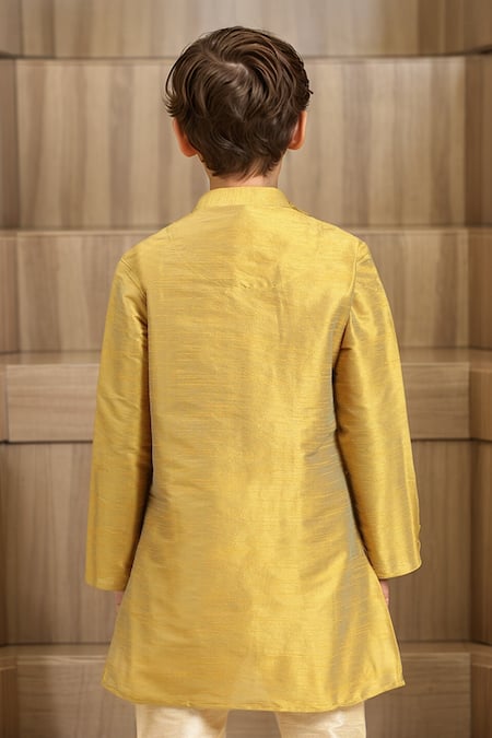 Petite Pomme Gold Angarkha Kurta Set With Pant