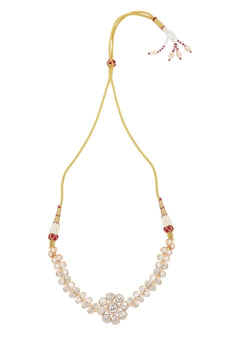 Nazaakat By Samara Singh Gold Plated Zari, Diamonds Floral Polki And American Necklace Set Online at Aza Fashions Nazaakat By Samara Singh_Gold Plated Zari, Diamonds Floral Polki And American Necklace Set _Online_at_Aza_Fashions