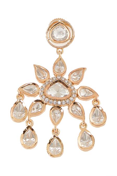 Nazaakat By Samara Singh Gold Plated Zari, Stones Floral Polki Necklace Set at Aza Fashions Nazaakat By Samara Singh_Gold Plated Zari, Stones Floral Polki Necklace Set _at_Aza_Fashions