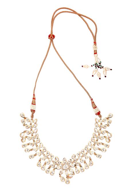 Buy Nazaakat By Samara Singh Gold Plated Zari, Stones Floral Polki Necklace Set Buy_Nazaakat By Samara Singh_Gold Plated Zari, Stones Floral Polki Necklace Set
