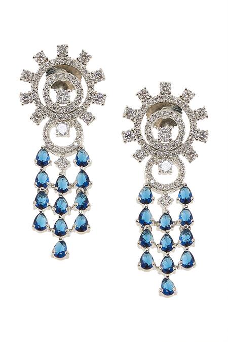 Buy Nazaakat By Samara Singh Blue Imitation Diamonds American Necklace Set Buy_Nazaakat By Samara Singh_Blue Imitation Diamonds American Necklace Set