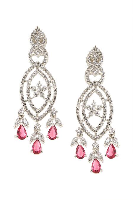 Nazaakat By Samara Singh_Red Imitation Diamonds American Necklace Set _at_Aza_Fashions