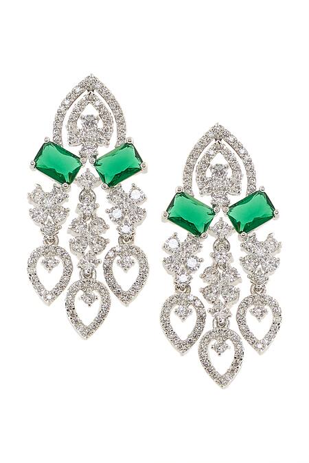 Buy Nazaakat By Samara Singh Green Imitation Diamonds American Necklace Set Buy_Nazaakat By Samara Singh_Green Imitation Diamonds American Necklace Set