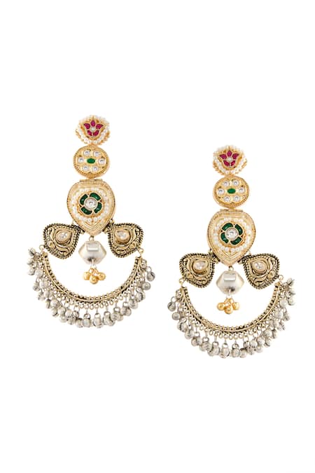 Nazaakat By Samara Singh Gold Plated Multi Color Stone Earrings 
