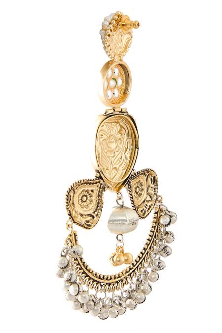 Nazaakat By Samara Singh_Multi Color Pearls, Stones Gold Plated Earrings _Online_at_Aza_Fashions