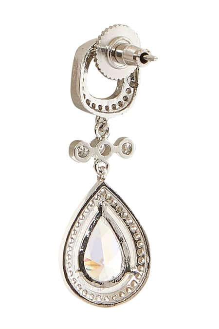 Shop Nazaakat By Samara Singh Silver Plated Imitation Diamonds American Necklace And Earring Set Online at Aza Fashions Shop_Nazaakat By Samara Singh_Silver Plated Imitation Diamonds American Necklace And Earring Set _Online_at_Aza_Fashions