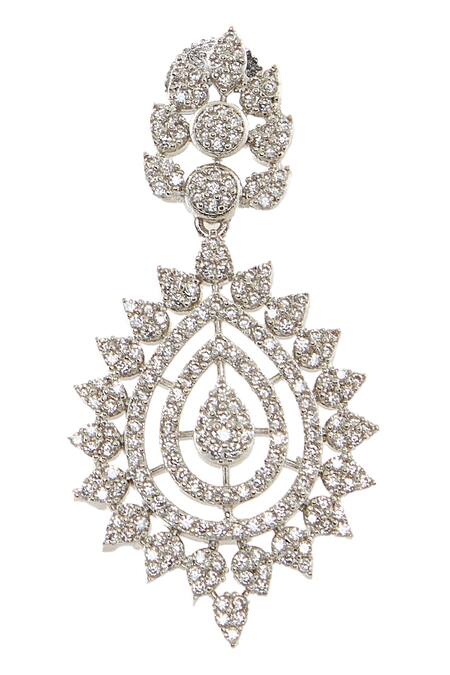 Nazaakat By Samara Singh White Imitation Diamonds American Necklace Set Online at Aza Fashions Nazaakat By Samara Singh_White Imitation Diamonds American Necklace Set _Online_at_Aza_Fashions