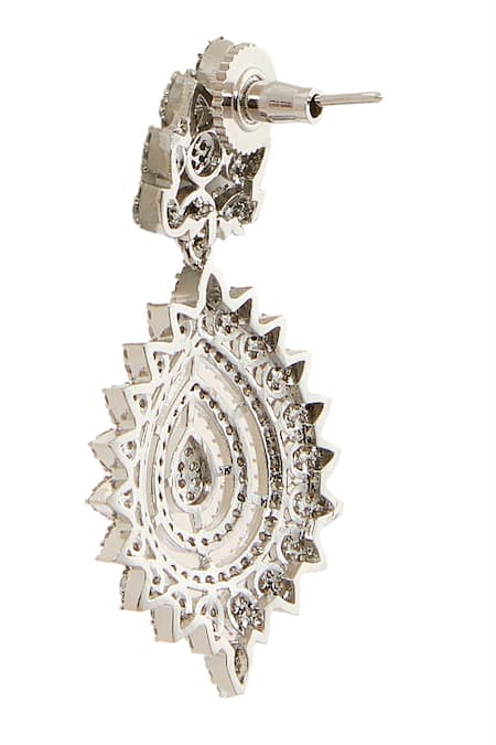 Nazaakat By Samara Singh White Imitation Diamonds American Necklace Set at Aza Fashions Nazaakat By Samara Singh_White Imitation Diamonds American Necklace Set _at_Aza_Fashions