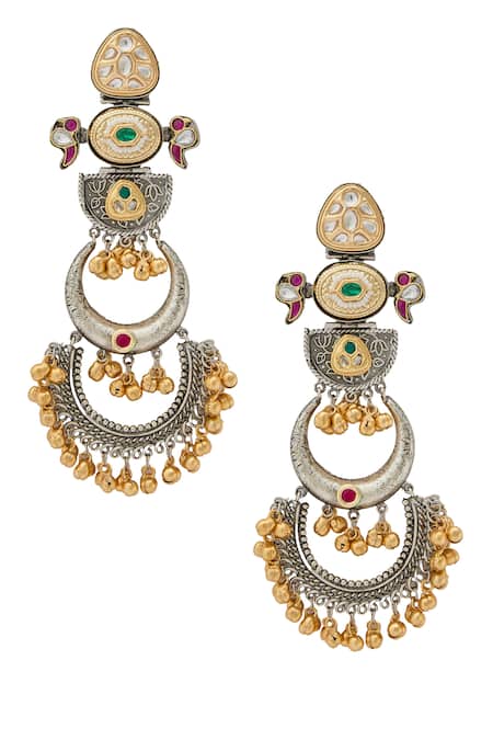 Nazaakat By Samara Singh Gold Plated Multi Color Stone Danglers 