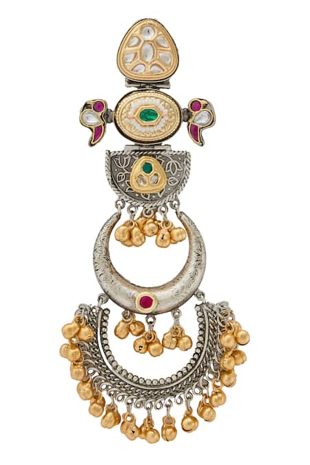 Nazaakat By Samara Singh_Multi Color Stones Gold Plated Danglers _at_Aza_Fashions