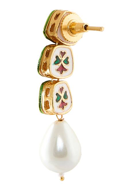 Shop Nazaakat By Samara Singh White Zari, Pearls Polki Embellished Choker Necklace Set Online at Aza Fashions Shop_Nazaakat By Samara Singh_White Zari, Pearls Polki Embellished Choker Necklace Set _Online_at_Aza_Fashions