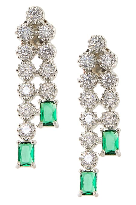 Nazaakat By Samara Singh_Green Stones, Diamonds Emerald And American Necklace Set _at_Aza_Fashions