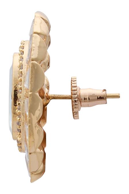 Nazaakat By Samara Singh Gold Plated Polki Embellished Round Studs Online at Aza Fashions Nazaakat By Samara Singh_Gold Plated Polki Embellished Round Studs _Online_at_Aza_Fashions