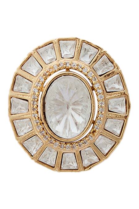 Nazaakat By Samara Singh Gold Plated Polki Embellished Round Studs at Aza Fashions Nazaakat By Samara Singh_Gold Plated Polki Embellished Round Studs _at_Aza_Fashions