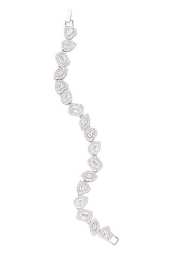 Nazaakat By Samara Singh_White Imitation Diamonds American Multishaped Bracelet _Online_at_Aza_Fashions