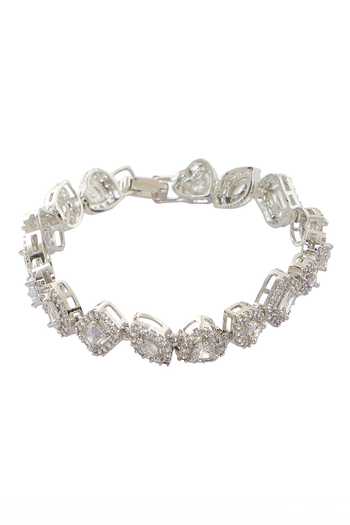 Shop_Nazaakat By Samara Singh_White Imitation Diamonds American Multishaped Bracelet _Online_at_Aza_Fashions