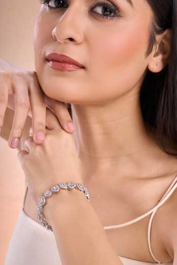 Nazaakat By Samara Singh_White Imitation Diamonds American Multishaped Bracelet _at_Aza_Fashions