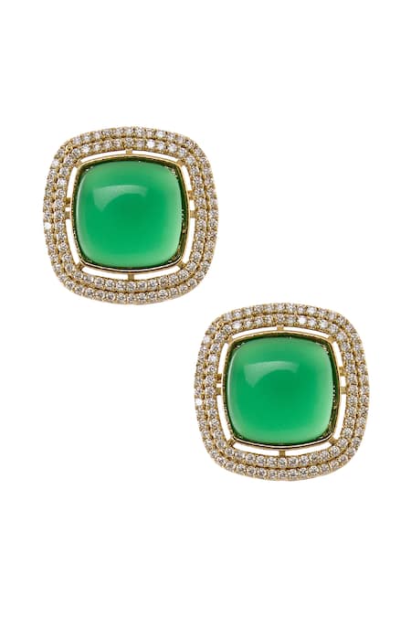Buy_Nazaakat By Samara Singh_Green Imitation Diamonds Gold Plated Polki And American Set _Online_at_Aza_Fashions