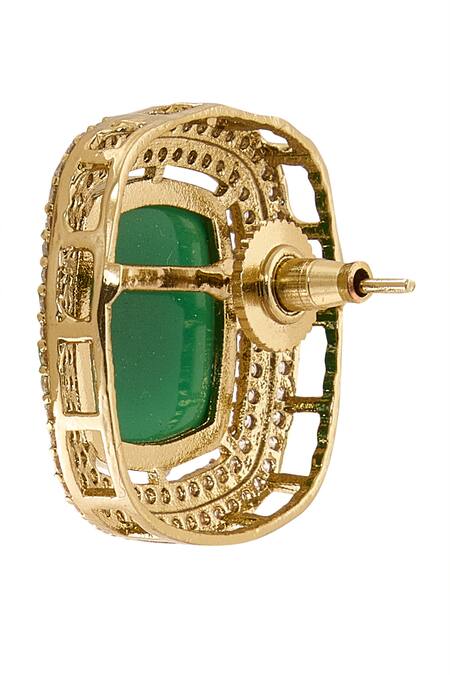 Shop_Nazaakat By Samara Singh_Green Imitation Diamonds Gold Plated Polki And American Set _Online_at_Aza_Fashions