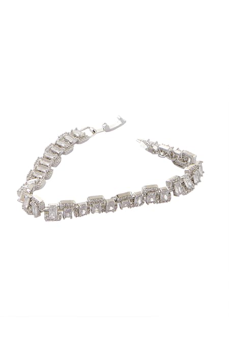 Nazaakat By Samara Singh Silver Plated Imitation Diamonds American Bracelet Online at Aza Fashions Nazaakat By Samara Singh_Silver Plated Imitation Diamonds American Bracelet _Online_at_Aza_Fashions