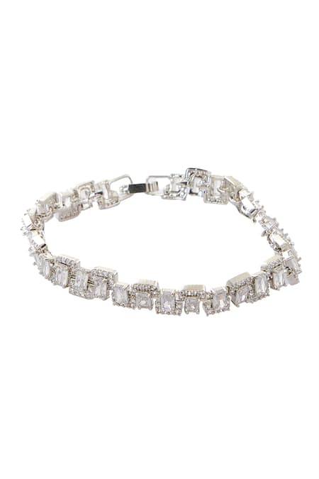 Buy Nazaakat By Samara Singh Silver Plated Imitation Diamonds American Bracelet Online at Aza Fashions Buy_Nazaakat By Samara Singh_Silver Plated Imitation Diamonds American Bracelet _Online_at_Aza_Fashions