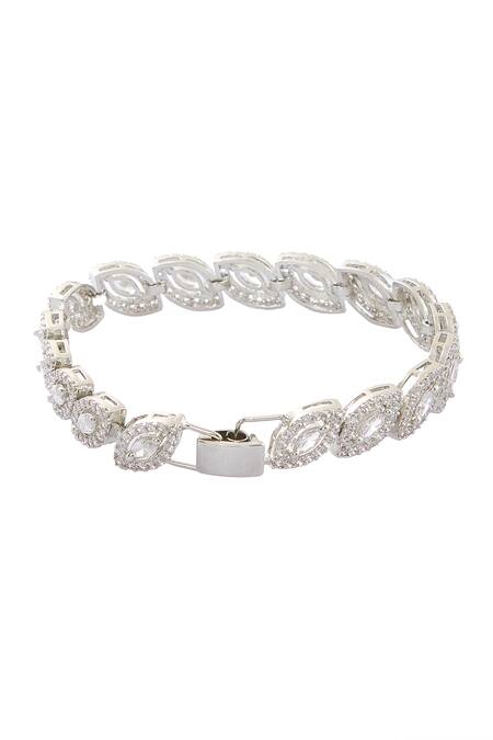 Buy Nazaakat By Samara Singh Silver Plated Imitation Diamonds Leaf Shaped American Bracelet Online at Aza Fashions Buy_Nazaakat By Samara Singh_Silver Plated Imitation Diamonds Leaf Shaped American Bracelet _Online_at_Aza_Fashions