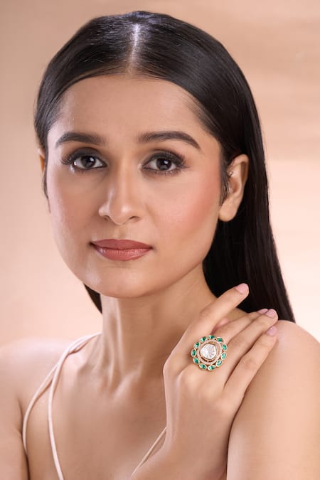 Samyukta Singhania Polki & American Diamond Embellished Ring 