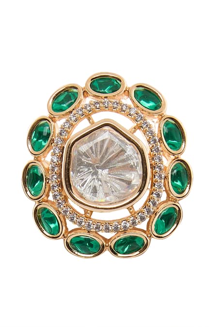 Nazaakat By Samara Singh Polki & American Diamond Embellished Ring 